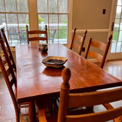 Great farm table, needs your love but very sturdy. Chairs too!
