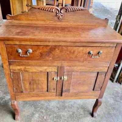 Lot 007-G: Antique Storage Chest

Features:
â€¢	Two drawers and lower cabinet area with double-doors
â€¢	Rustic, hand-made construction...
