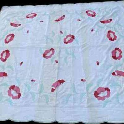 Lot 146-BR1: Red and Pink Floral Quilt

Features: Red and pink floral pattern on a white background.


Dimensions: 89â€ x 75â€...