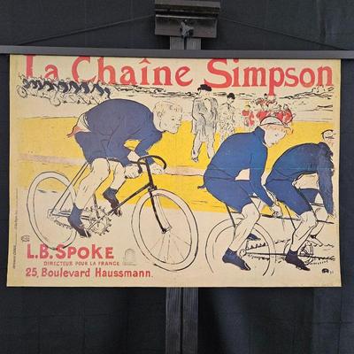 Lot # 110 ~ Original Offset Lithograph Poster La Chaine Simpson, Bicycle Chains 1896 Art Print by Henri de Toulouse Lautrec
