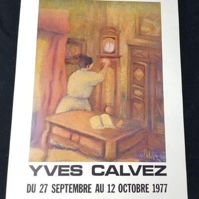 Lot # 8 ~ Vintage Original Offset Lithograph Art Exhibit Poster YVES CALVEZ 1977 Paris ~ Galerie Drouant 18