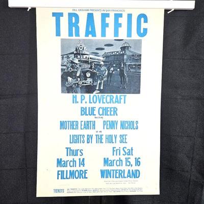 Lot # 94 ~ Original 1st Edition Bill Graham Fillmore West Promo Poster For TRAFFIC Music Concert 1968 - 21