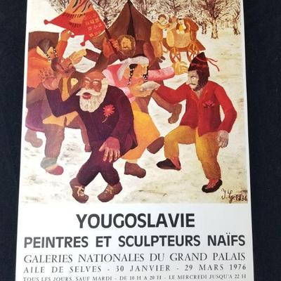 Lot # 30 ~ Vintage Original 1976 Paris Art Exhibit Offset Lithograph Poster Yugoslavia Painters and Sculptors