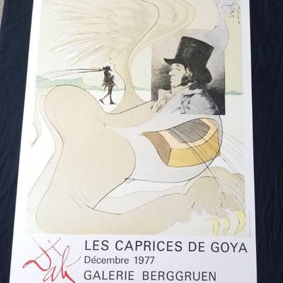 Lot # 56 ~ Salvador Dali Les Caprices de Goya - Lithograph Poster 1977 Paris Art Exhibit ~ 17.5