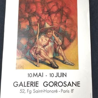 Lot # 22 ~ Vintage Original 1970s Paris Art Exhibit Poster on Matte Paper ~ Galerie Gorosane 19 x 24