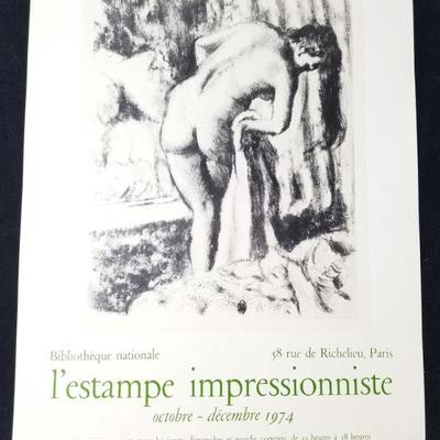 Lot # 14 ~ Original Vintage 1974 Paris Art Exhibit Poster L'ESTAMPE IMPRESSIONNISTE Edgar Degas 