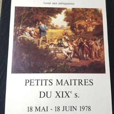 Lot # 63 ~ Large Vintage Art Exhibit Lithograph Poster Petits Maitres Du XIXe S. Paris 1978 ~ 19.25