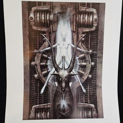 Lot # 109 ~ Original Offset Lithograph Small H R Giger Baphomet Poster on Cardstock ~ 12