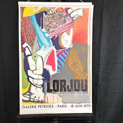 Lot # 107 ~ Original Lithographed Poster by Mourlot ~LORJOU Des Assasins et des fleurs Galerie PÃ©tridÃ¨s, Paris 1970.