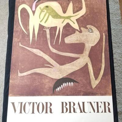 Lot # 50 ~ Vintage Victor BRAUNER EXPO 66 - GALERIE ALEXANDRE IOLAS 1966 Offset Lithograph on Arches paper signed in the plate