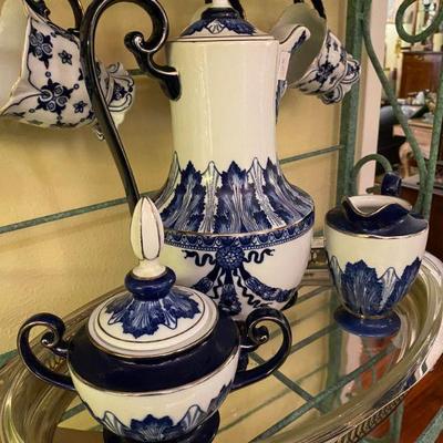 Blue and White Coffee Set