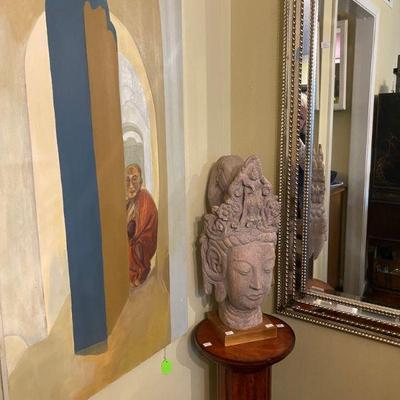 Wall Mirror, Stone Buddha Head