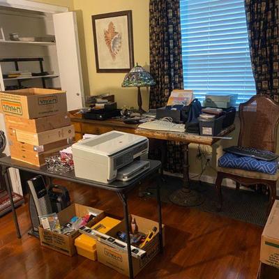Office items including a printer, supplies and more
