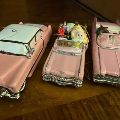 Diecast Car - 3 small Pink Cadillacs