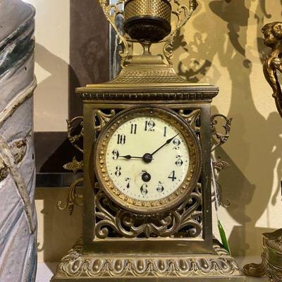 Antique French Brass Mantle Clock