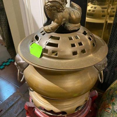 Large Brass Antique Asian Incense Burner