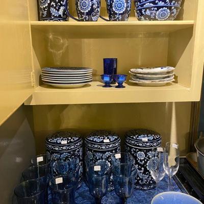 Large selection of Blue and White Dishes from Pier 1, Madarin