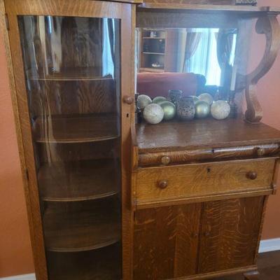 Very nice, old piece in excellent condition. Left hand side has rounded glass door, great piece