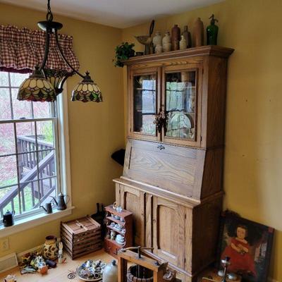 antique SLANT FRONT cabinet,