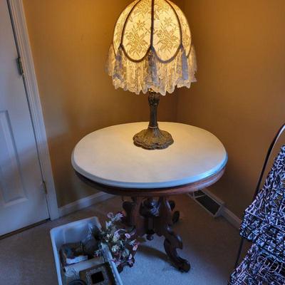 ROSEWOOD END TABLE MARBLE TOP