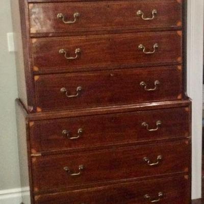 Beautiful inlayed 1800â€™s chest on chest