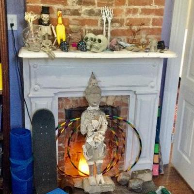 Voodoo items and Asian statue