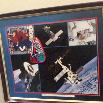 Signed photos and patch astronauts 