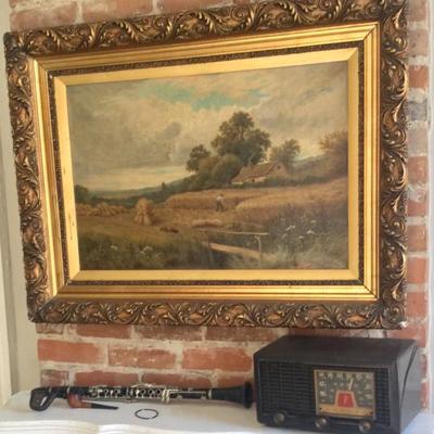 1800â€™s farm scene oil painting