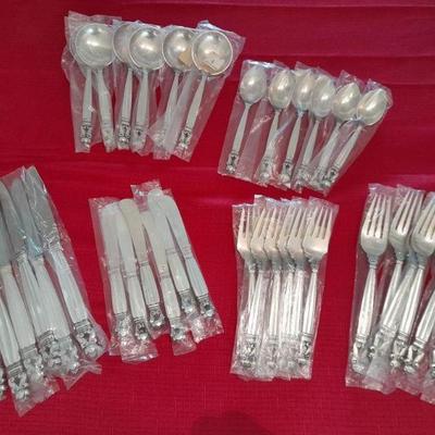 Georg Jensen Acorn 36 piece sterling flatware set - never used