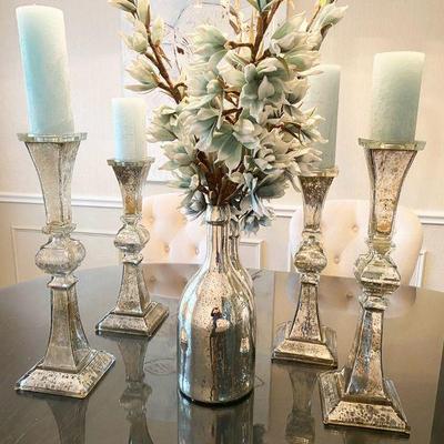 Z Gallerie Mercury Glass Look Pillar Candle Holders
