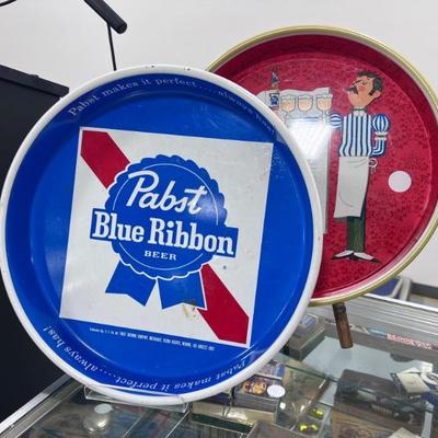 Two PBR Pabst Blue Ribbon Trays