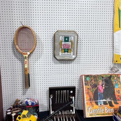 Tennis Racquets, Special Export Sign, Gentle Ben Game, Poker Sets, Flatware