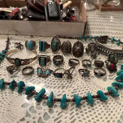 Native American 
Sterling & turquoise jewelry 