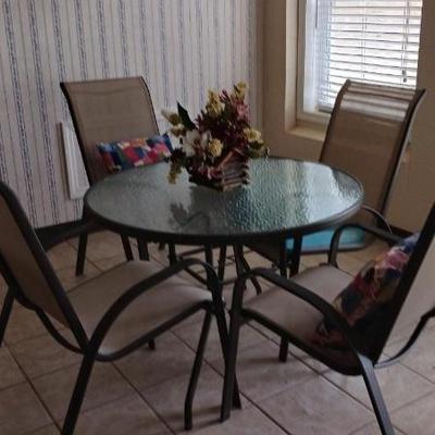 Patio Dining Set includes glass top table & 4 chairs