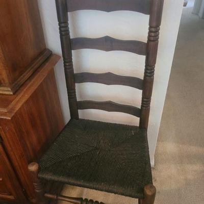 Single, wooden, ladderback chair