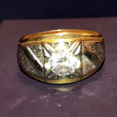 14K Zircon men's ring $160