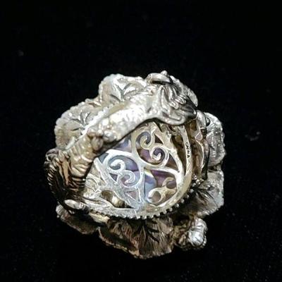 Barbara Bixby Frog in Pond 18k Gold/ Sterling and Gemstone Ring