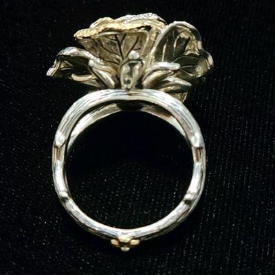 Barbara Bixby Roses Never Die 18k Gold/ Sterling and Diamond Ring