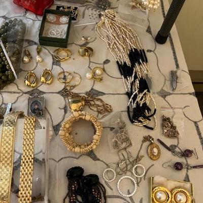 Loads of costume jewelry, an entire room filled--Trifari, Napier, Monet and more.