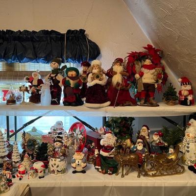 It's Christmas in July! So much Christmas decor, ornaments, figurines, trees, Santas, snowmen, candlesticks, music boxes, novelty,...