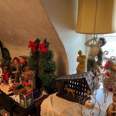 It's Christmas in July! So much Christmas decor, ornaments, figurines, trees, Santas, snowmen, candlesticks, music boxes, novelty,...