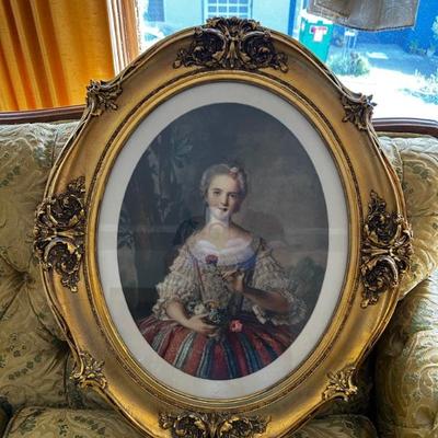 French gilt oval framed painting
