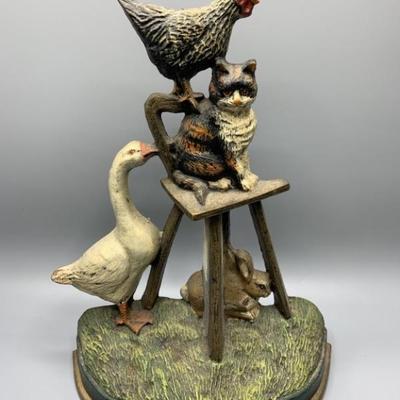 Antique Cast-Iron Barnyard Animals Doorstop