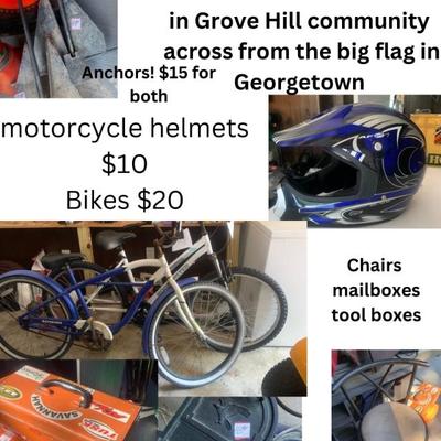 Bikes, Motorcycle Helmet, Chair, Mailbox's, Tool boxes located at 203 Lakeshore 