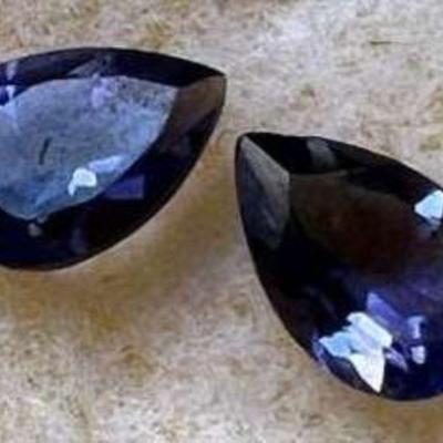 LKF726- (2) Teardrop Blue Topaz Gemstones
