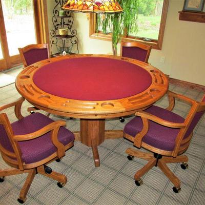 Reversible poker table & swivel chairs