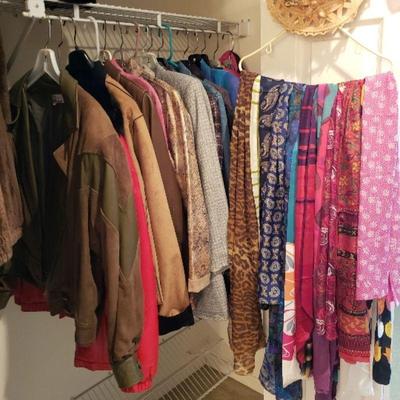 Leather and suede jackets, silk scarves