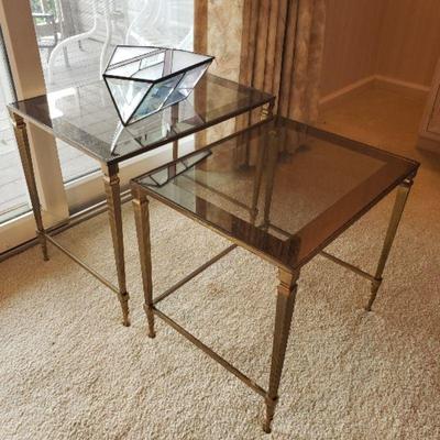 Mirrored glass/metal frame accent tables (3 sizes available)