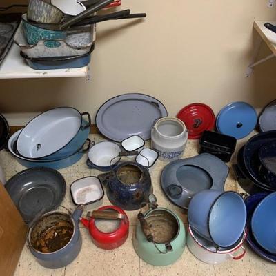 Old enamel pots