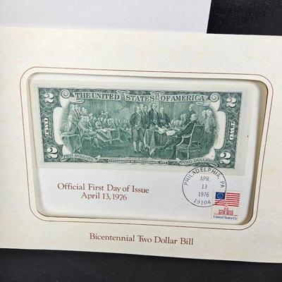 Official First Day of Issue April 13, 1976 PA Bicentennial Two Dollar Bill From Bureau of Engraving & Printing